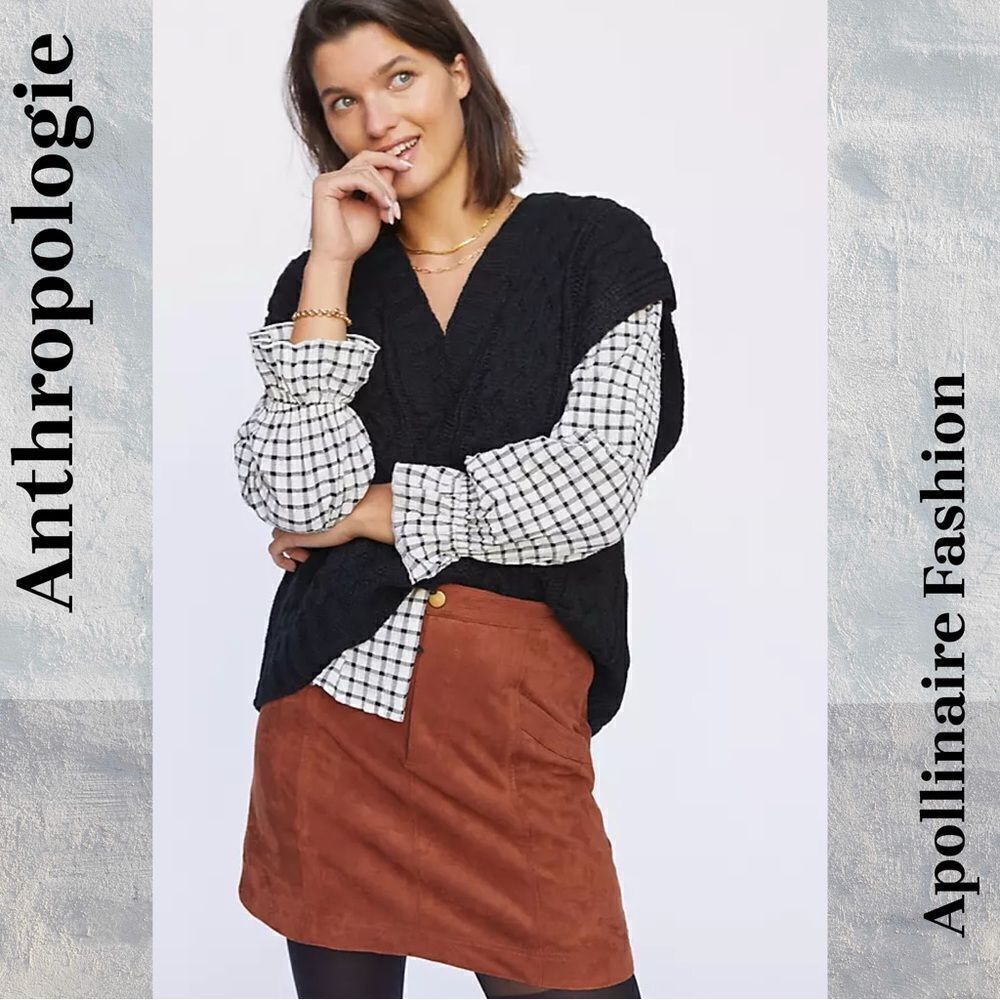 ANTHROPOLOGIE BY LEA & VIOLA CABLE KNIT SWEATER VEST IN BLACK XL NWT